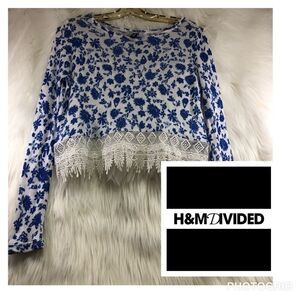 H&M Divided XS cropped knit sweater w/fringe hem